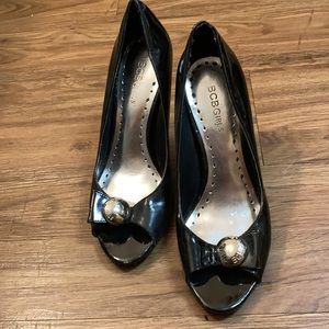 BCBG Girls black pep toe heels